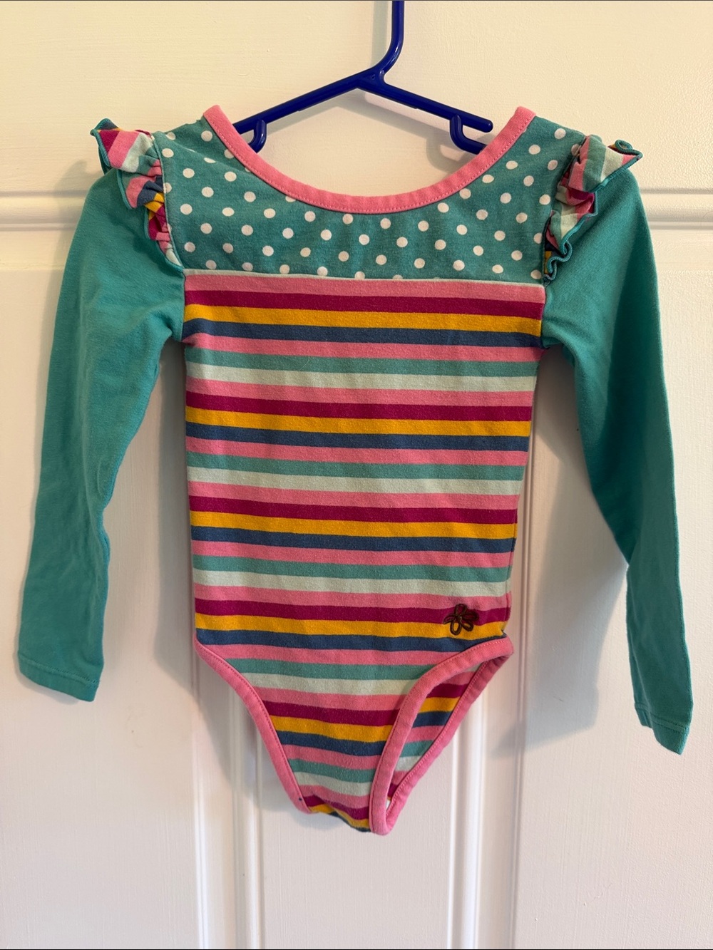 Matilda Jane Teal, Pink & Yellow Striped Long Sleeve Leotard (2)